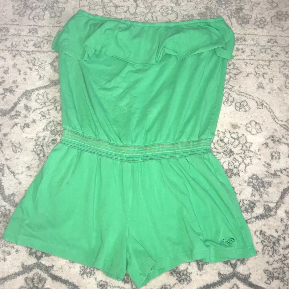 Rich strapless green romper